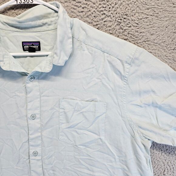 Patagonia Shirt Mens Size XL Blue Organic Cotton‎ Short Sleeve Button Up - Picture 3 of 11